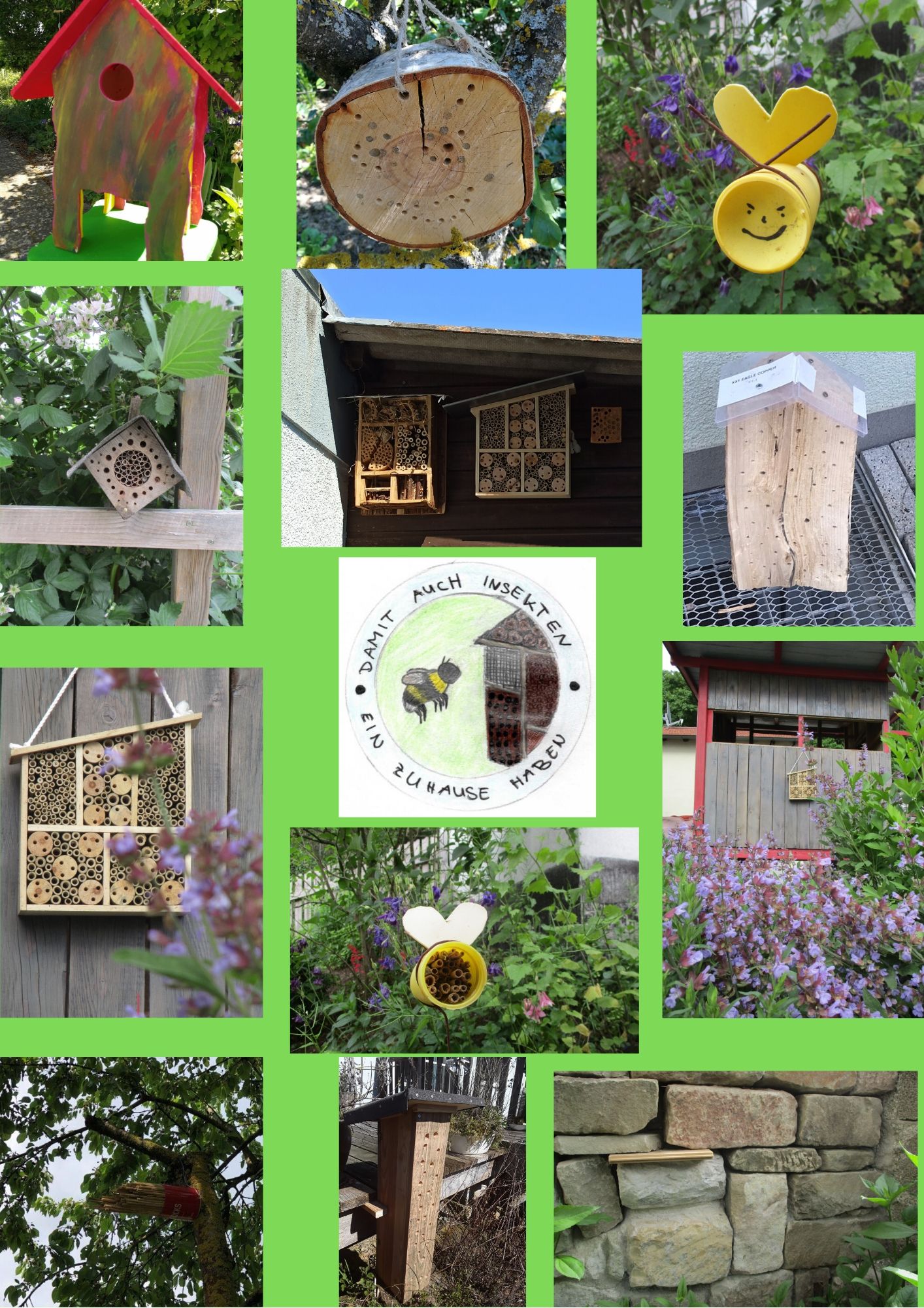 Collage zu Insektenhotels